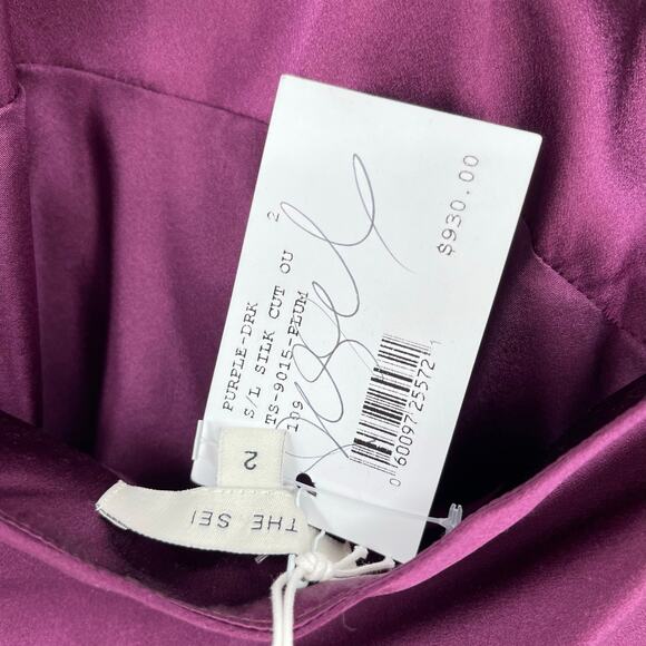 The Sei | Ruched Cut Out Silk Midi Dress in Burgundy Oxblood 2 - Picture 6 of 16